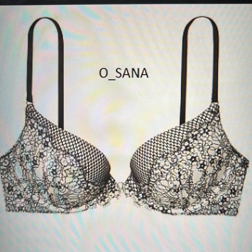 Victoria’s Secret Very Sexy after dark Push Up Lace Bra Lace Mesh 34b 34c